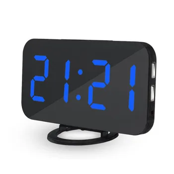 

Mirror Alarm Clock Digital LED Clocks USB Phone Charging Electronic Watch Table Snooze Auto Adjustable Light Clocks Home Deco