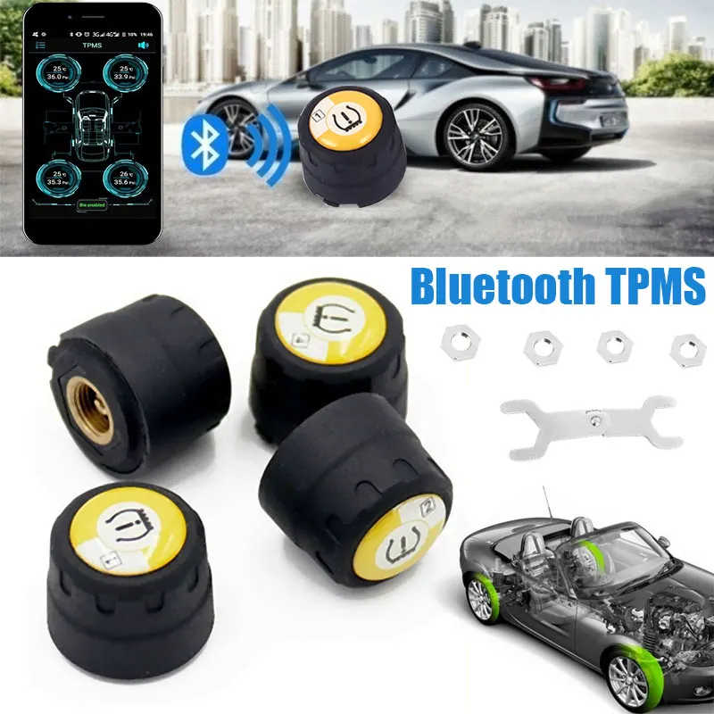 TPMS Tpms Bluetooth стабильный детектор давления в шинах мобильный телефон приложение Обнаружение автомобиля беспроводной с 4 датчиками Универсальный
