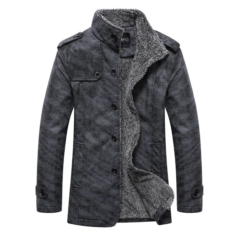 2019 Winter Warm Faux Leather Jacket Men Solid Long Sleeve PU Coat Stand Collar Thick Slim Fit Trench Coats |