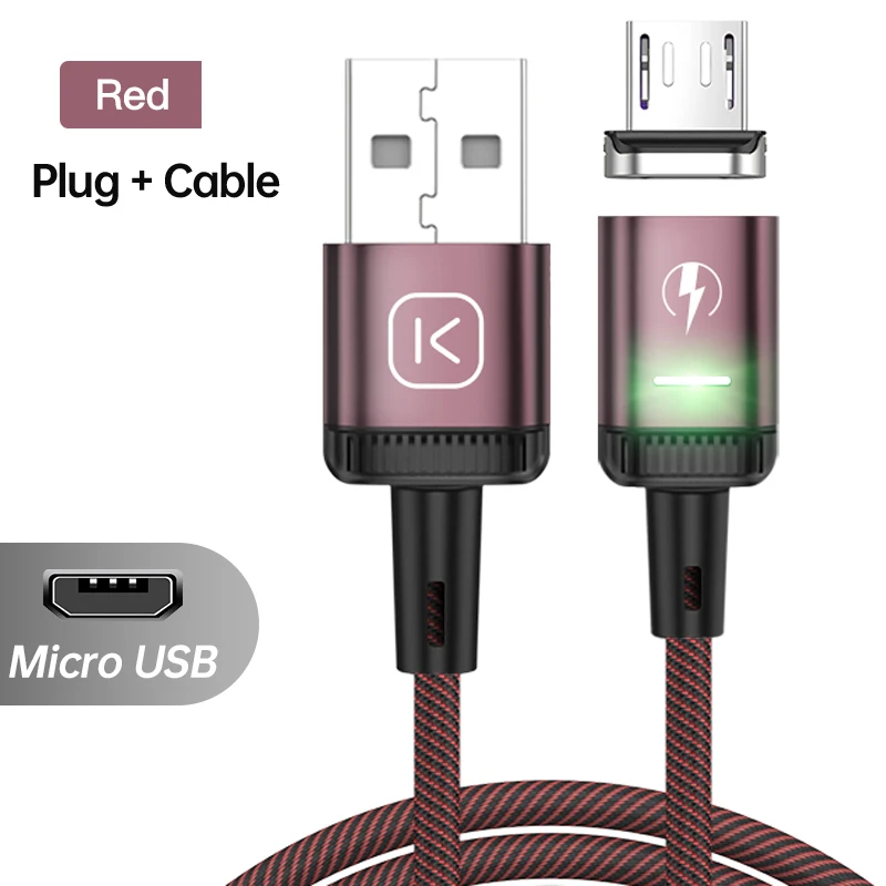 KUULAA LED Magnetic USB Cable 3A Fast Charging Type C Cable Magnet Charger Micro USB Cable Mobile Phone for iPhone 13 12 11 Cord charger type for android Cables