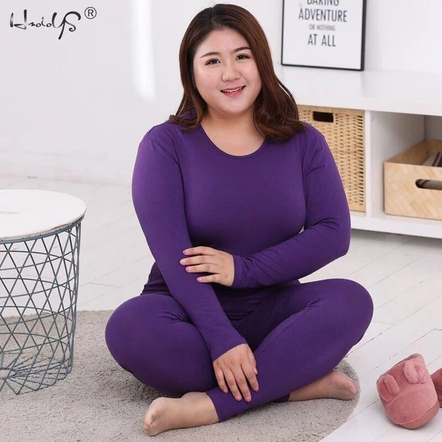 Seamless Elastic Thermal Inner Wear Ultra-thin Autumn Clothes Women Body  Shaping Thermal Underwear(Purple) 
