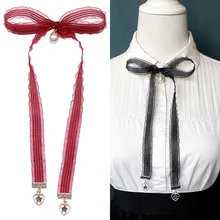 Корейский галстук-бабочка женский вырез Узелок Длинная тонкая лента рубашка воротник колледж Стиль Подарки для девочек женские детские аксессуары