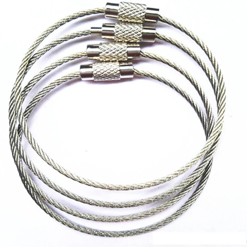 

10pcs Keychain Cable Screw Locking Stainless Steel Wire Rope Key Holder Keyring Key Chain Rings Cable Outdoor Hiking Keychains