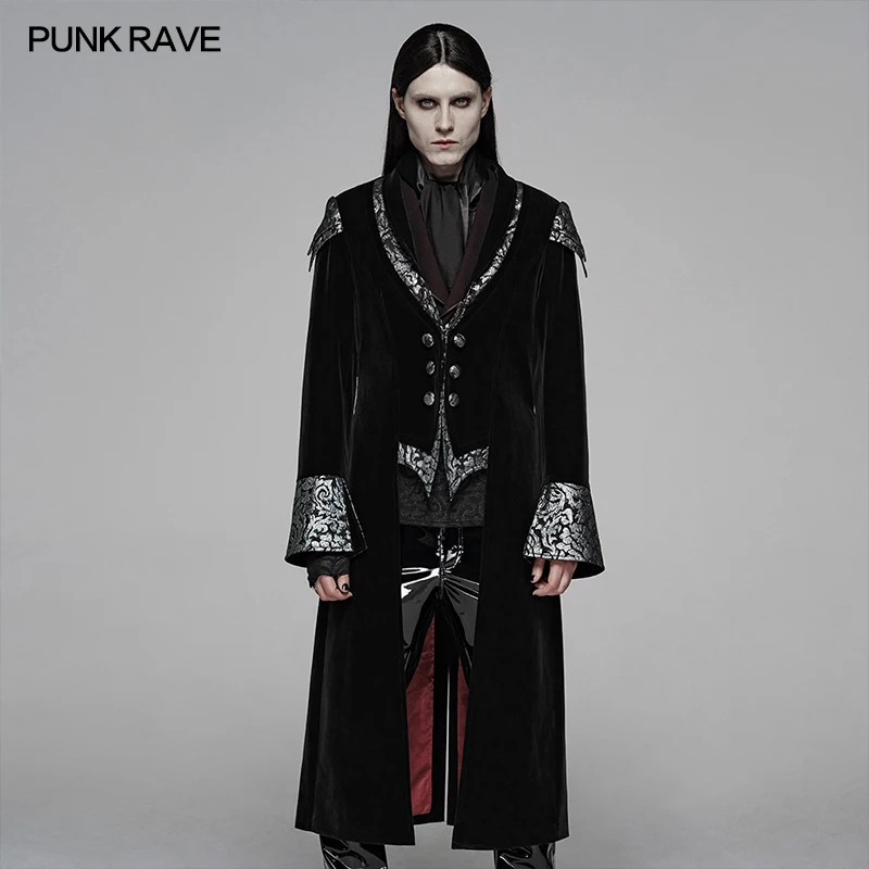 Punk Rave Men's Gothic Fall Winter Twill Weft Velvet