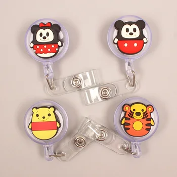 

Creative 60cm Cute Mickey Minnie Cake shape Animals Retractable Badge Reel Student Nurse Exhibition Enfermera Name Card Chest