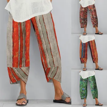 

Women's Printed Trousers ZANZEA 2020 Kaftan Harem Pants Spring Casual Elastic High Waist Long Pantalon Palazzo Plus Size Turnip