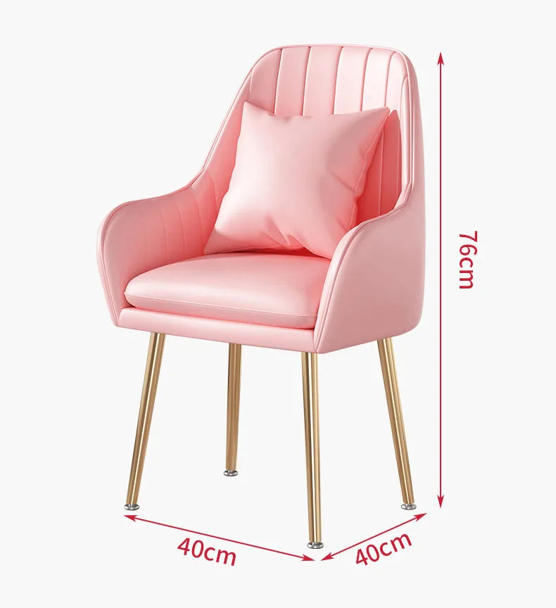 PU Leather Dinning Chair Nordic Style Furniture Black Golden Foot Makeup Armchairs For Bedroom Decoration Chairs Kitchen Chair
