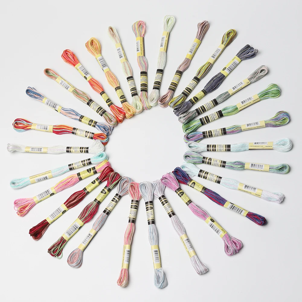 

top Variegated Cotton Floss 8.7Yards/skein Color Variation Embroidery Thread Multicolor Cross stitch,one color 6pcs/pack,