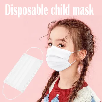 

50Pcs Child White Disposable Non-woven 3-layer Face Mask Breathable Mask With Elastic Earband Breathable Mouth Mask Mascarilla