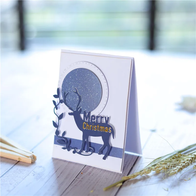 

DiyArts Elk Deer Metal Cutting Dies Merry Christmas Letter Scrapbooking For Making Cards Decorative Embossing Crafts Stencil