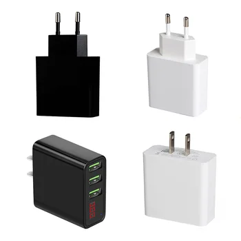 

Digital Display USB Phone Charger Universal 3 Ports Mobile Phone Wall Charger EU/US Plug