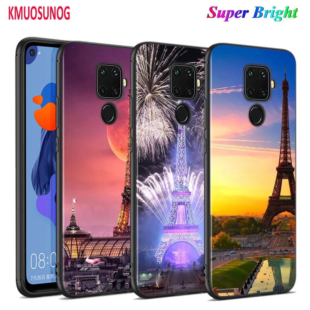 Черная крышка Лондон Париж Эйфелева башня для huawei Коврики 30 20 20X10 Lite Y9 Y7 Y6 Y5 Pro Prime
