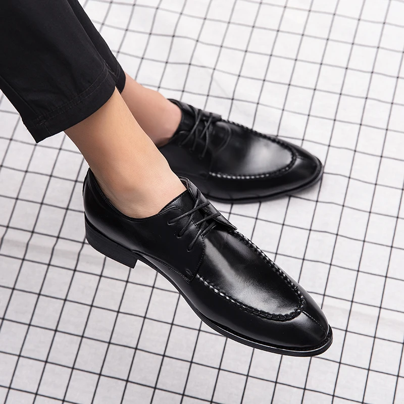 Мужские кожаные туфли ручной работы коричневые повседневные уличные винтажная