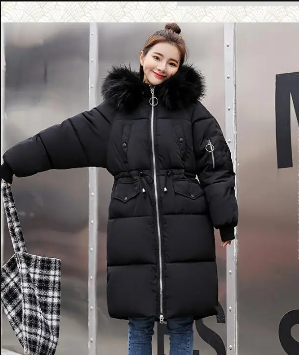 vêtements d'hiver плюс épais nouvelle размер больше версия coréenne шлейфа doudoune - Цвет: Черный