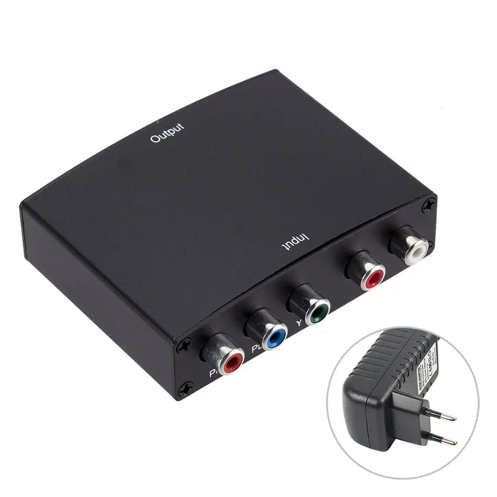 EU Plug YPBPR к HDMI адаптер конвертер 1080P YPBPR+ аудио R/L к HDMI конвертер YPbPr к HDMI RGB адаптер с адаптером питания - Цвет: EU Plug