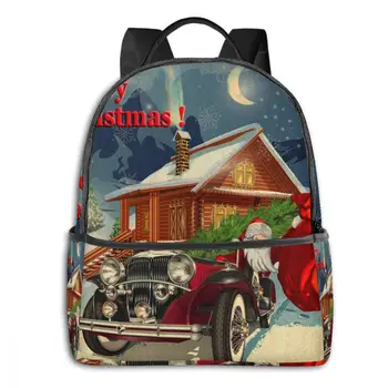 

Fashion backpack 2021 shoulder bags Christmas Vintage Poster school bags for teenage girls light travel backpack