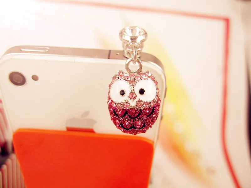 

2019 Fashion Cute Big Eyed Diamond Owl Phone Dust Plug Cell Phone Accessories 3.5mm Earphone Dust Plug