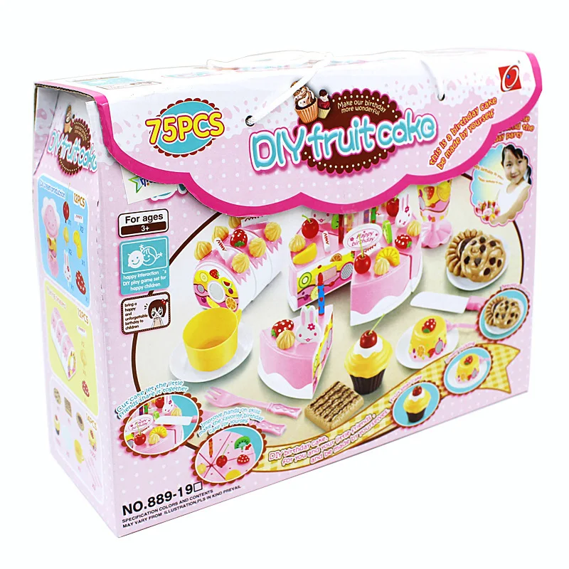 

Slicer Cake Combo Toy Children Play House Fruit Cake Combo Toy 75 Pieces Simulated Cake