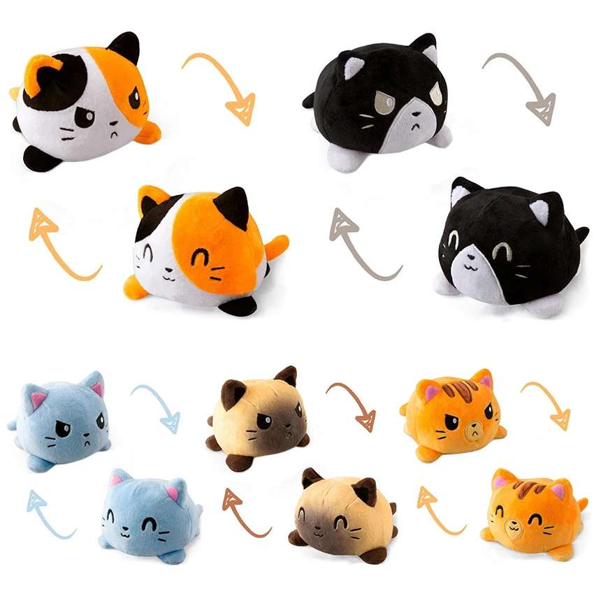 Reversible Flip Cat Plush Stuffed Toy Soft Animal Home Accessories Cute