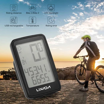 

Lixada Bicycle Computer With Backlight USB Rechargeable Wireless MTB Bike Cycling Computer with Bicycle Speedometer Odometer