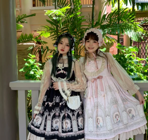 Japanese sweet princess lolita dress vintage gothic loli Soft Girl cosplay jsk printing cute high waist jsk Lolita cos loli