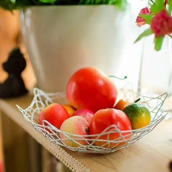 

Wrought Iron Wire Fruit Basket Snack Tray Candy Fruit Plate Vegetable Bowl Container Desktop Kitchen Organizer Storage Baskets