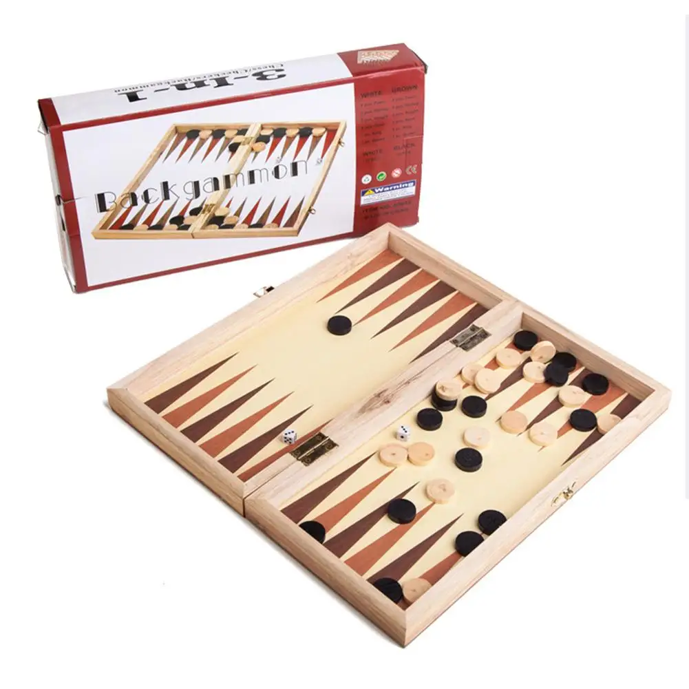 

Outdoor Fun & Sports Chess Backgammon Folding Wooden Chess Game Figures Dice Game toys for children other