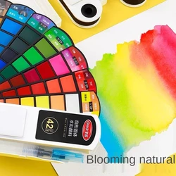 18/24/36/42 Color Boxed Fan-shaped Solid Portable Watercolor Paint Student Beginner Art Children's Painting Sketch Hand-painted
