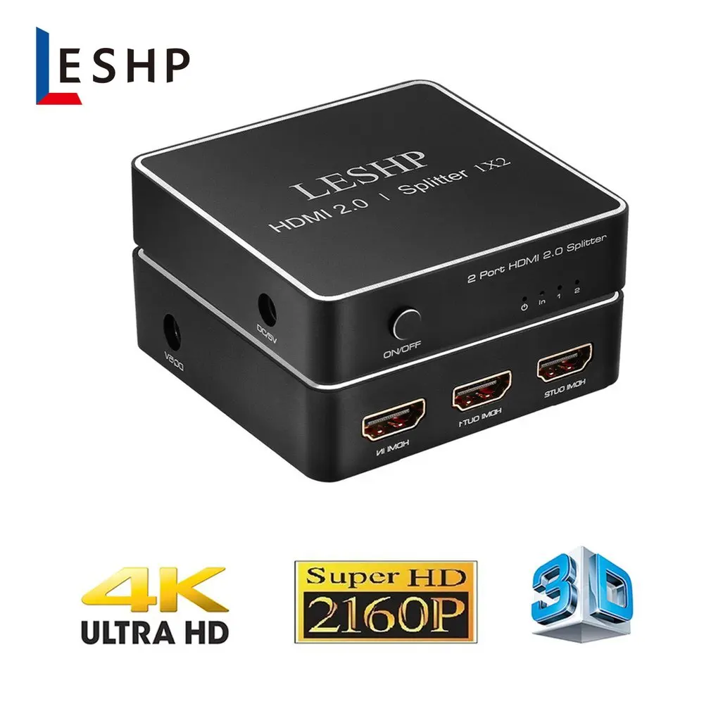 1080P HDMI 2,0 1x2 сплиттер поддержка s Full HD 4x2K 3D один вход на два выхода Поддержка видео формата до 4k2k