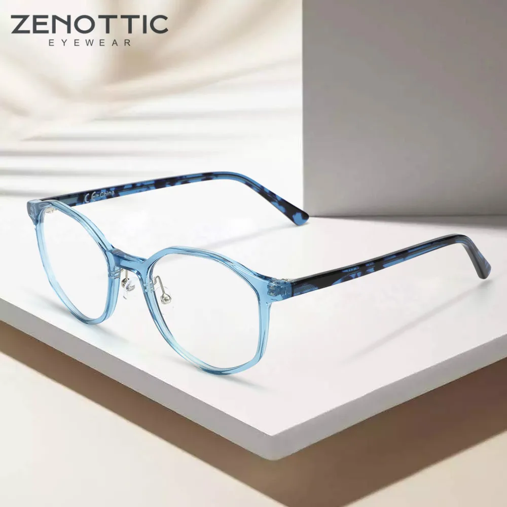 Круглые оптические очки ZENOTTIC в ацетатной оправе для близорукости компьютерные с