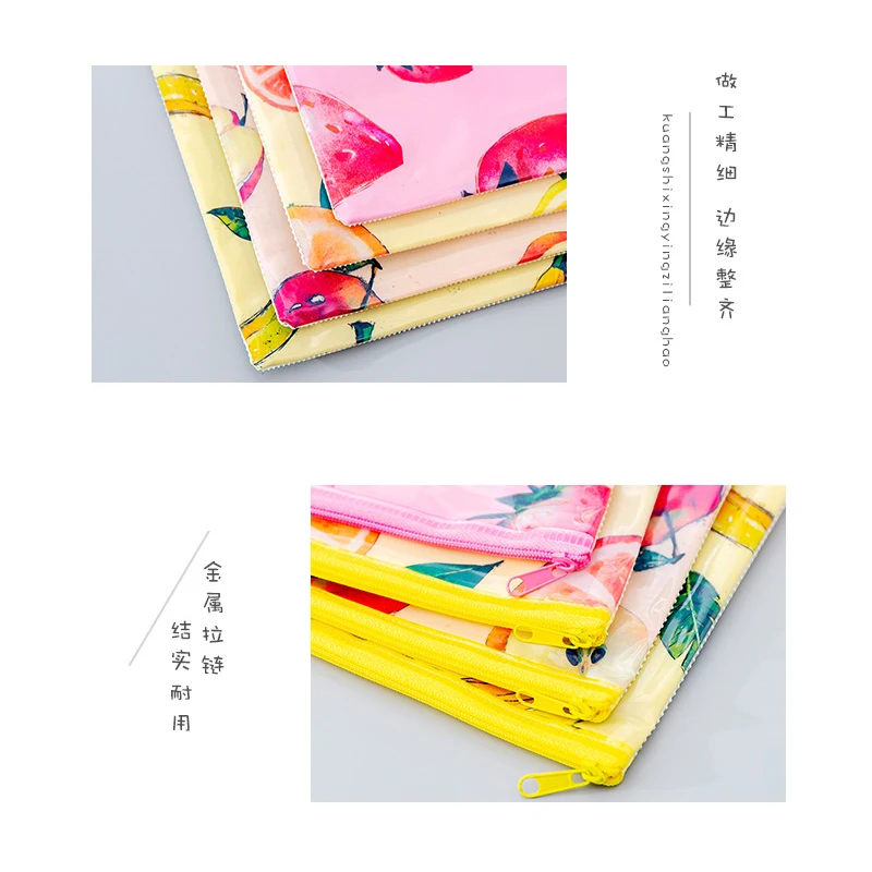 20Pcs/lot Cute Fruit grid zipper Pencil Cases Office Student Pencil Bag School Supplies Pen Box Stationery