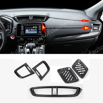

5pcs For Honda CRV CR-V 2017-2019 Interior Carbon fiber ABS Dashboard Air Vent Outlet Panel cover trim Car Styling