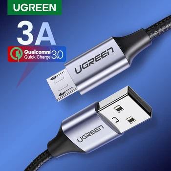 Ugreen Micro USB kabel 3A Nylon szybkie ładowanie kabel do transmisji danych USB do Samsung Xiaomi LG Tablet telefon komórkowy z androidem USB przewód ładujący