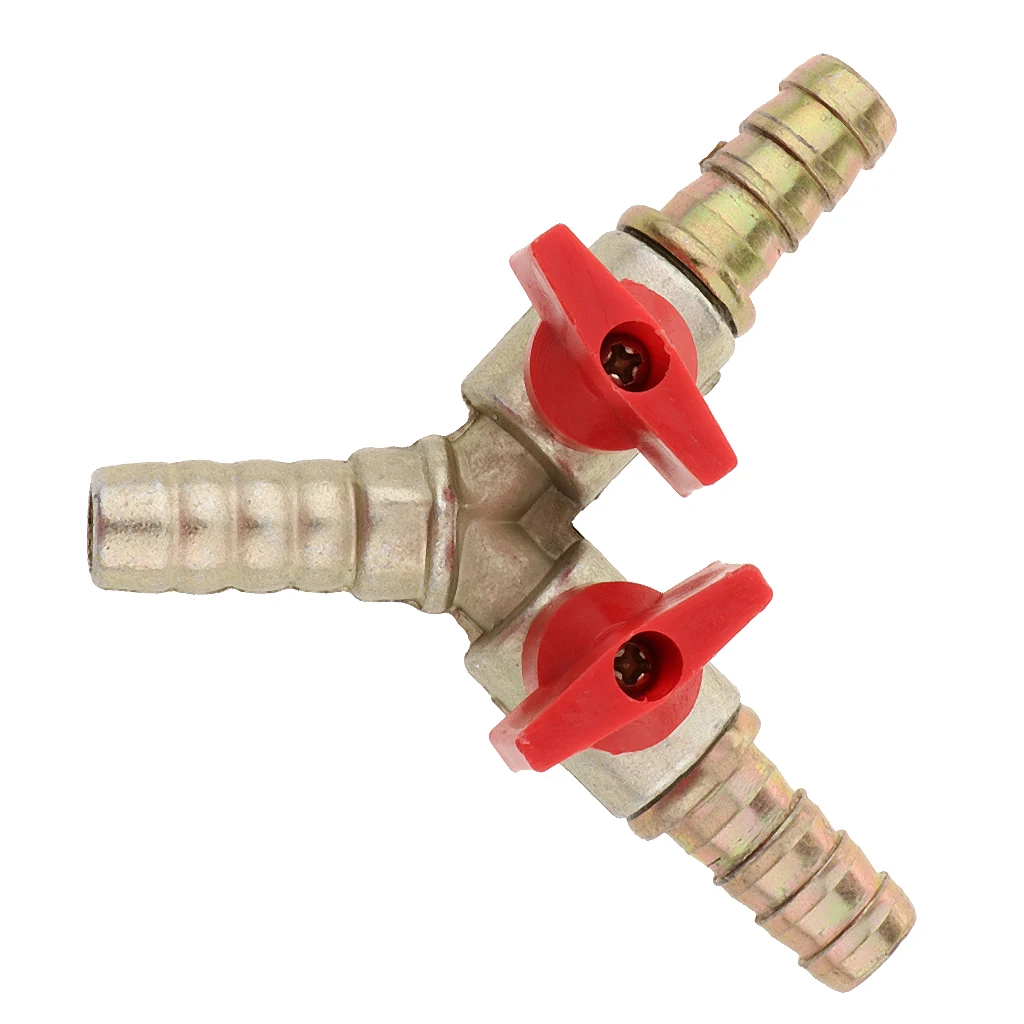 3/8 Inch Brass Y Shape 3 Way Shut off Ball Valve Fitting for Kitchen Gas Connections Hose Barb