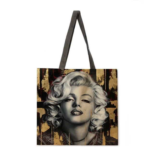 Ladies leisure handbag Monroe oil painting print handbag Ladies shoulder bag Outdoor beach bag Foldable shopping bag 9