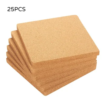 

25PC Coaster Square Cork Coaster Cup Pad Slip Insulation Pad Cup Mat Pad Hot Drink Holder Tableware Placemat 100*100*3mm