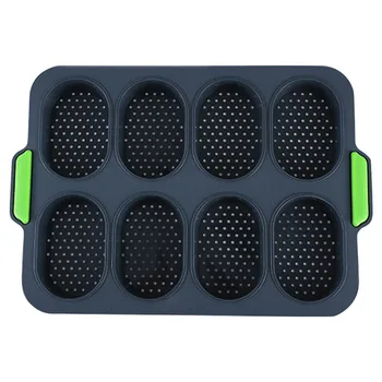 

Heat Resistant Tray 8 Grids Home DIY French Non Stick Practical Loaf Baking Hamburger Bread Mold Good Flexibility Easy Release