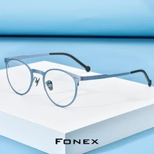 FONEX, оправа для очков из чистого титана, для мужчин, ретро стиль, круглые очки, для женщин, по рецепту, оптическая близорукость, корейские очки, 8510