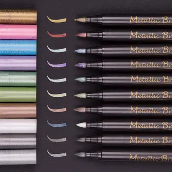 

STA 10 Color Metallic Brush Markers Set for DIY Scrapbooking Crafts Brush Pen Art Marker for Drawing Sationery School Supplies