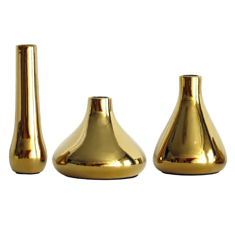 Ceramic Vase for Dried Flower, Small Bottle, Table Decoration, Arrange Flowers, Film Props, Gold Charger, Luxury 5