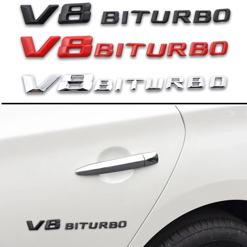 

1pcs For Mercedes-benzs A B R G Class GLK GLA C200 E200 C200L S500 S600 Car Door sticker V8 BITUBRO badge Emblem body Labeling