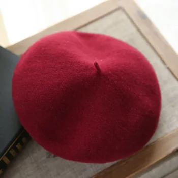 

2019 Australian Wool Beret Cap Japanese Style Autumn Street Pillbox Painter Cap Cute Girls White Khaki Blue Wool Felt Beret Hats
