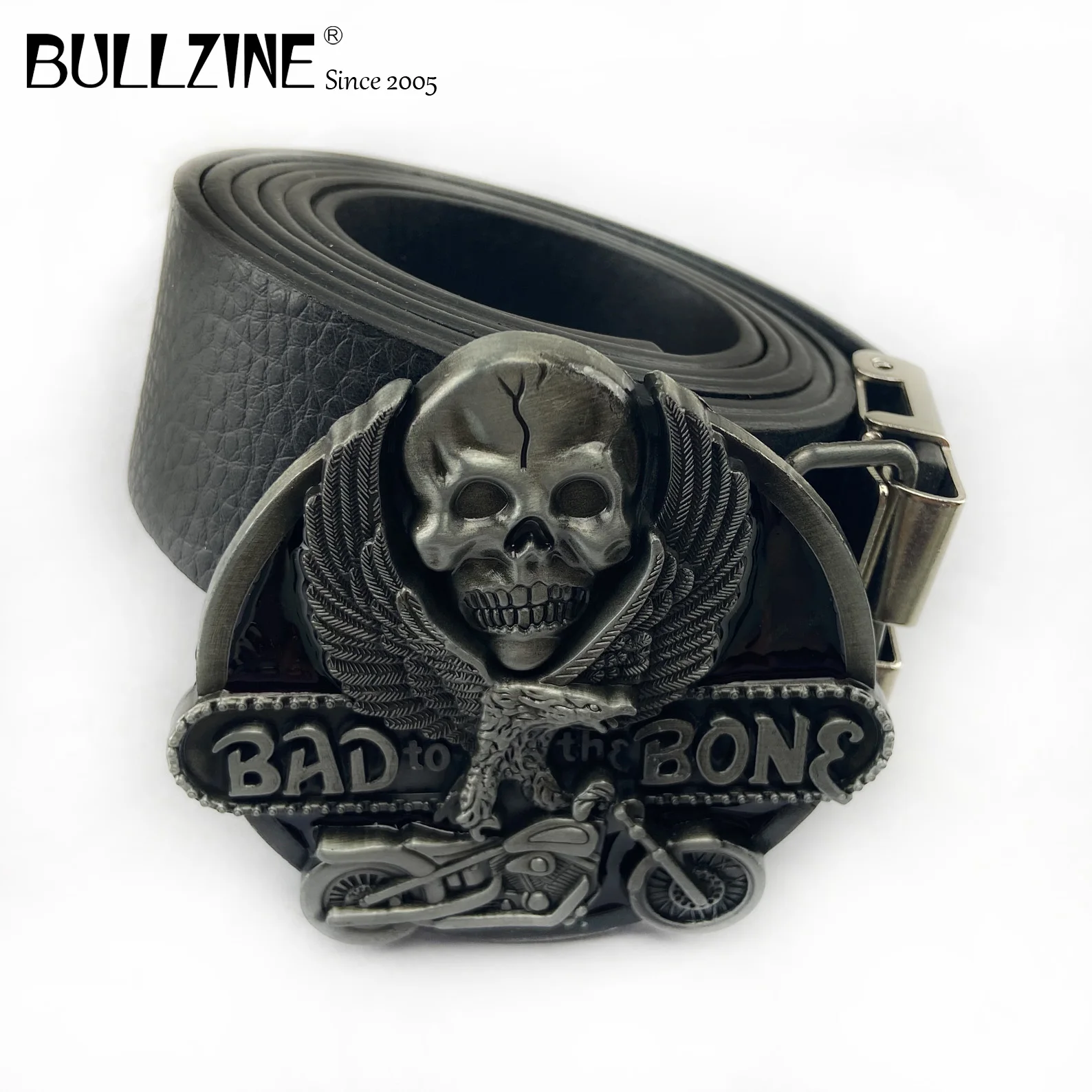 Ремень Bullzine из цинкового сплава в стиле ретро с пряжкой искусственной кожи