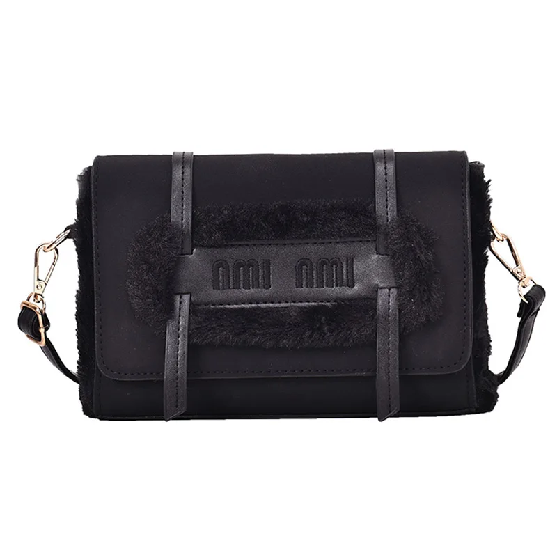 

Autumn and Winter Furry Bag Female 2019 New Wave Messenger Bag Frosted Bag Fashion Small Square Bag enciaga