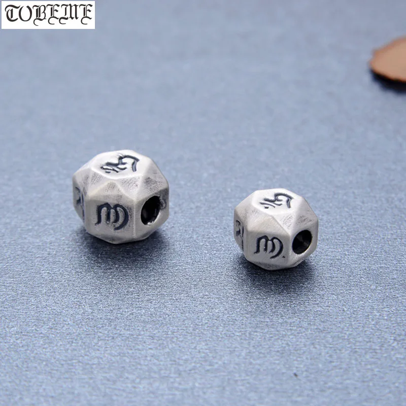 

3D 100% 999 Silver Tibetan beads tibetan Six Words Proverb beads Buddhist OM Mantra Loose Beads