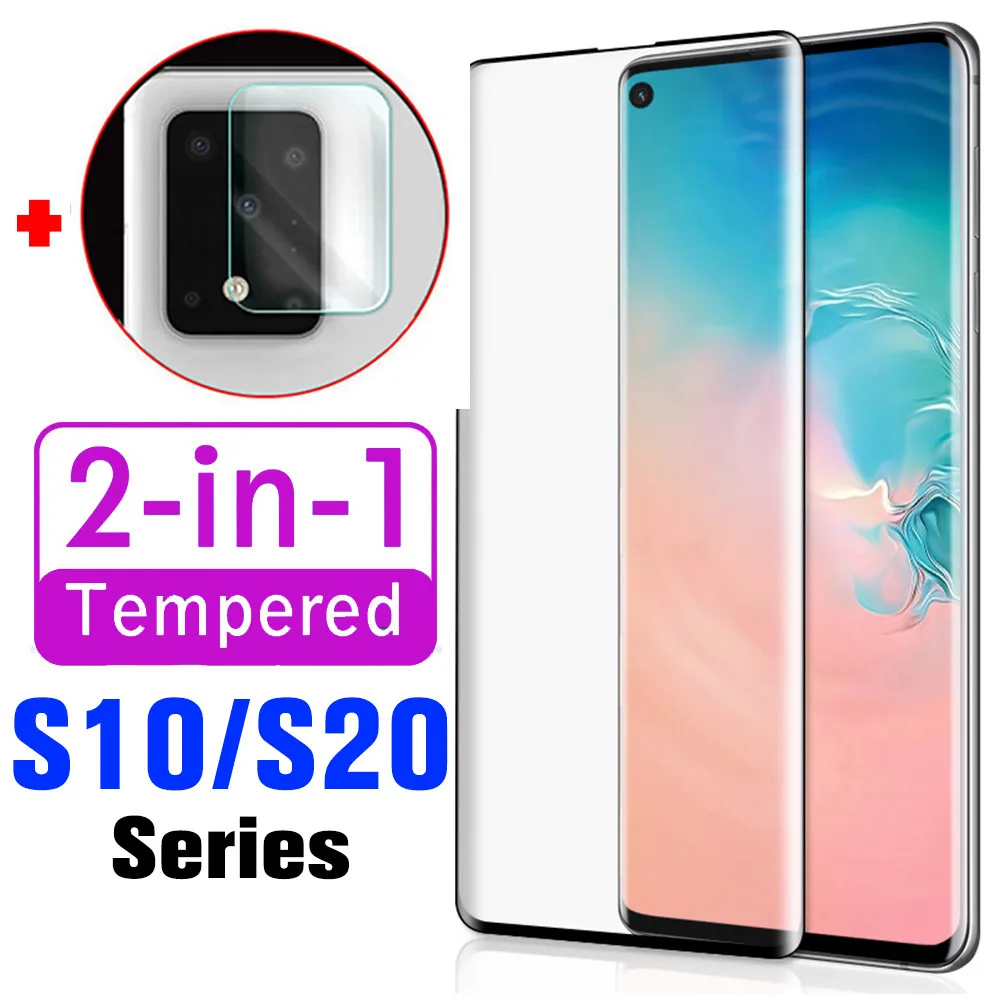 Закаленное стекло 2 в 1 для Samsung Galaxy S20 ultra S10 защита объектива камеры защитное на Plus