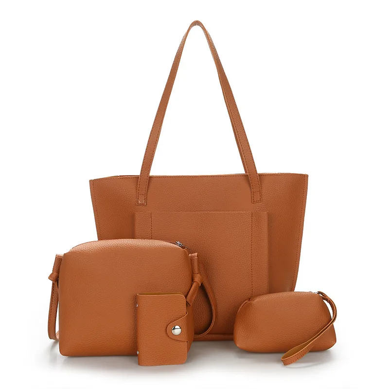 

2017 Spring Summer New Style Fashion Europe And America Style Cool GIRL'S Large Bag PU Leather Four-piece Set WOMEN'S Bag Should