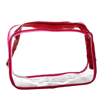 

PVC Clear Pouch Travel Bathing Toiletry Zipper Cosmetic Bag, Rose red S