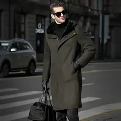 Превосходного качества подлинный кожаный пиджак мужской мех ягненка и овечья кожа длинное пальто X-Long мужские Куртки из натуральной кожи