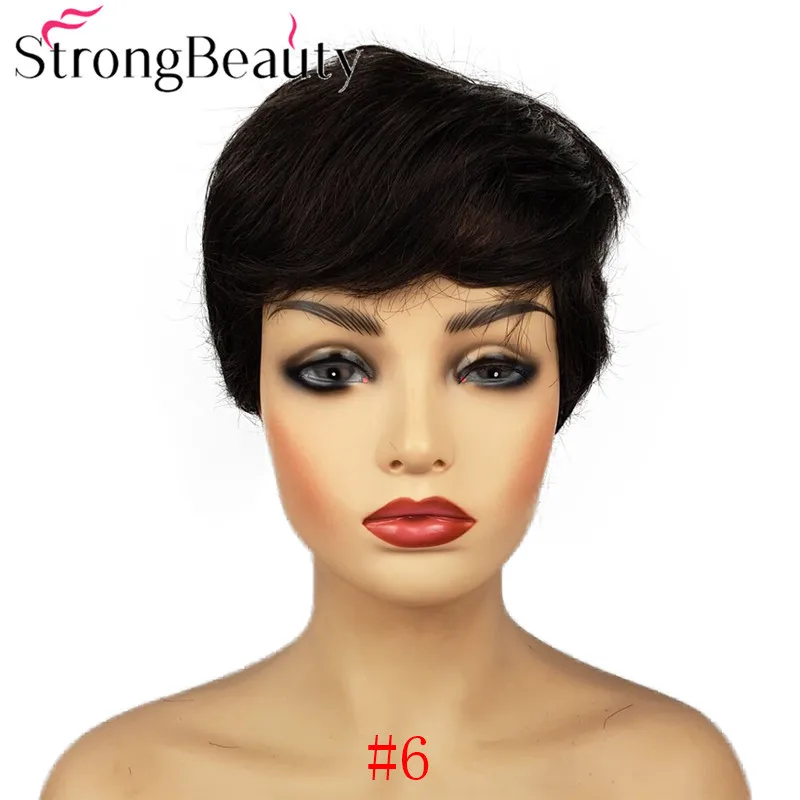 6 StrongBeauty короткий кудрявый парик из синтетических волос натуральный черный/коричневый/серебристо-серый парики для женщин 6 цветов на выбор - Цвет: 6